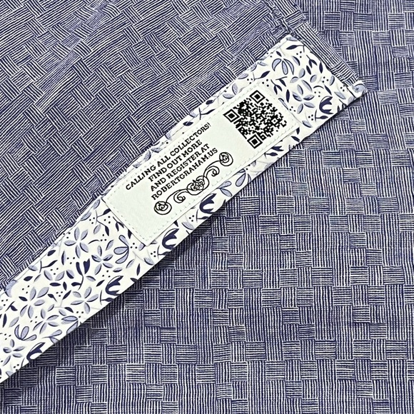 Robert Graham Linen Blend Short Sleeve Button Down Mens Size M Blue Tailor Fit - Picture 11 of 11